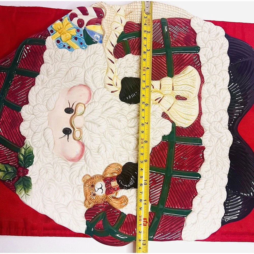 Vintage Jay Import Santa Cookie Platter 16” Ceramic Christmas Serving Tray Decor